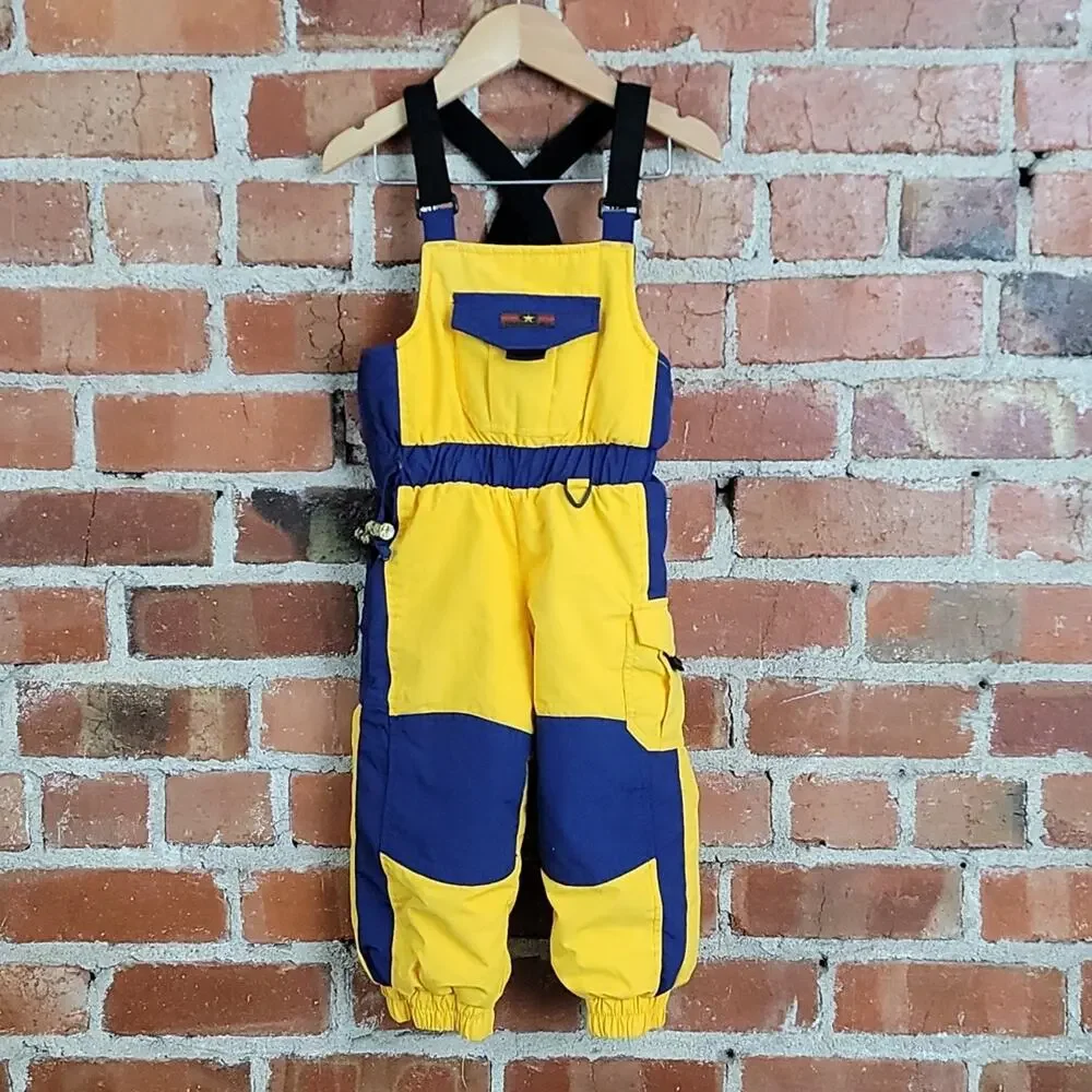 Obermeyer toddler child‎ blue and yellow ski bib overalls 2